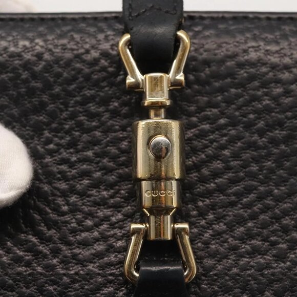 GUCCI New Jackie Long Wallet Leather Black Gold - Picture 6 of 16